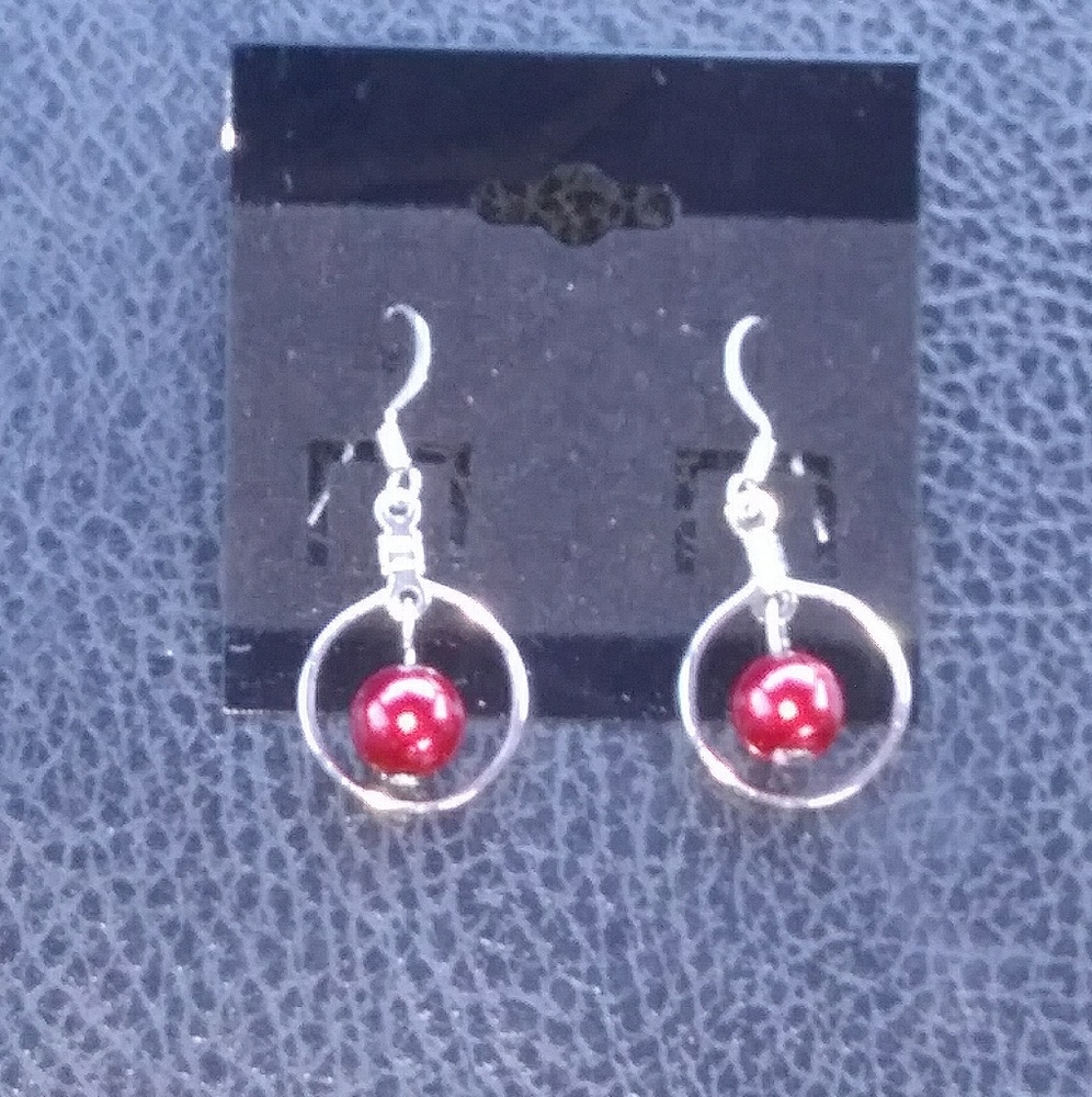 Small red pearl earrings